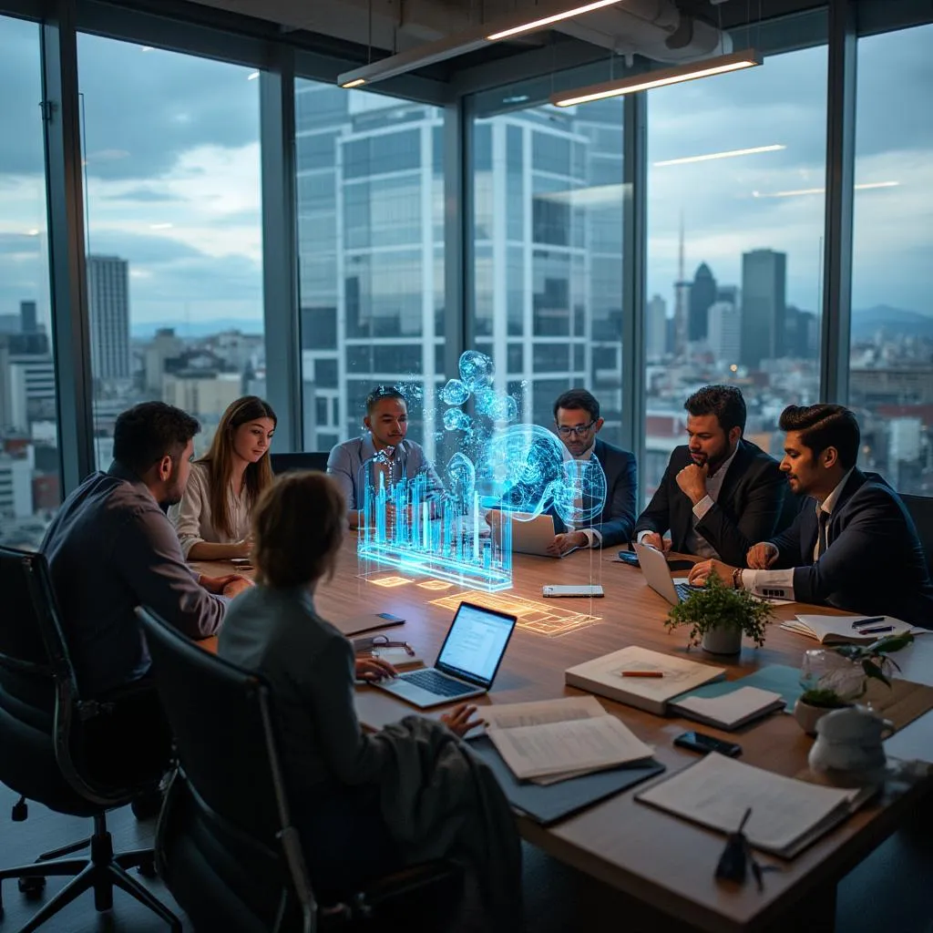 Equipo de consultores financieros analizando datos
